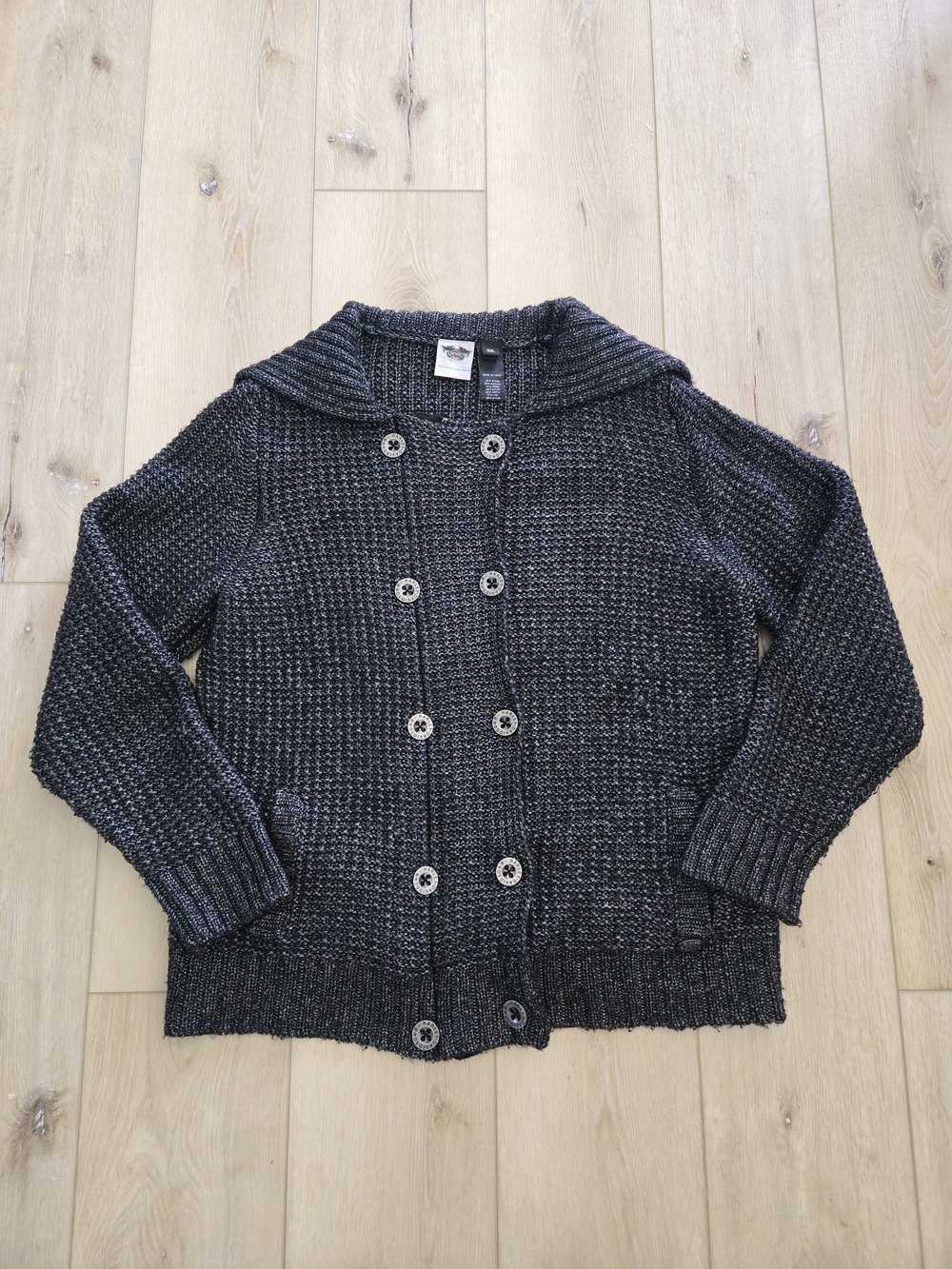 Harley-Davidson Women's Chunky Knit Button Front Cardigan Sweater 2XL Gray